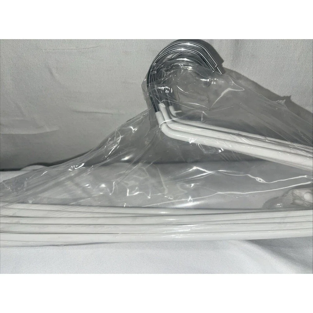 ANTI SLIP METAL HANGERS 10 WHITE RUBBER TIPS 12.5